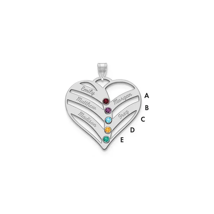 Necklaces TreasureFineJewelers 10KW 5 Name and Birthstone Bezel Cut Out Heart Necklace Necklaces TreasureFineJewelers 10KW 5 Name and Birthstone Bezel Cut Out Heart Necklace