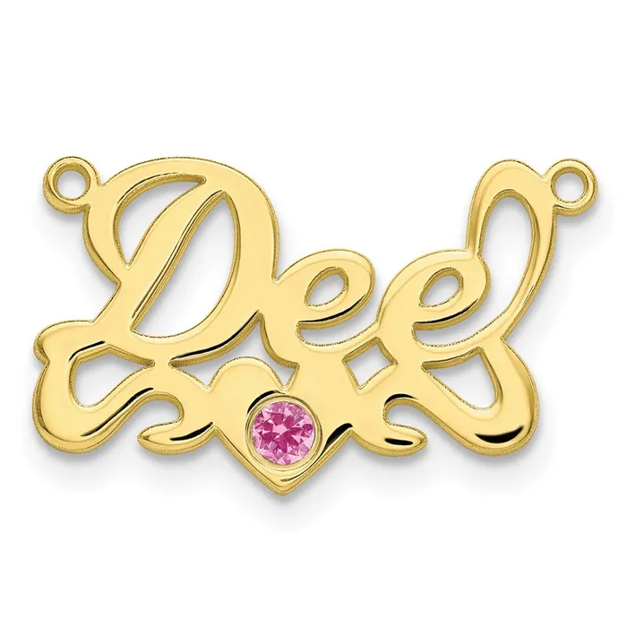 Necklaces TreasureFineJewelers 10KY Polished Birthstone w 18k Bezel Heart Name Plate