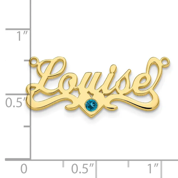 Necklaces TreasureFineJewelers 10KY Polished Birthstone w 18k Bezel Heart Name Plate