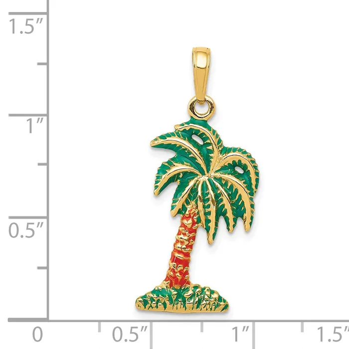Necklaces TreasureFineJewelers 14k Enameled Palm Tree Pendant