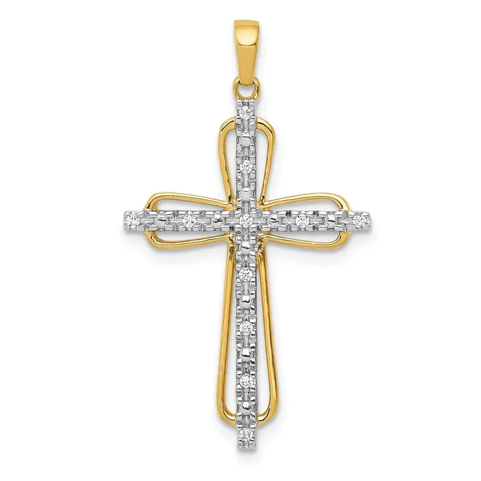Necklaces TreasureFineJewelers 14k rhodium Diamond Cross Pendant