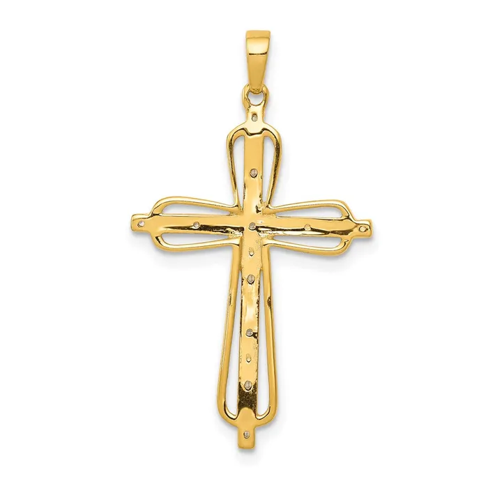 Necklaces TreasureFineJewelers 14k rhodium Diamond Cross Pendant