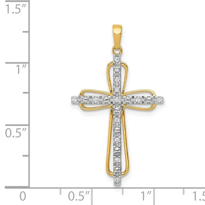 Necklaces TreasureFineJewelers 14k rhodium Diamond Cross Pendant