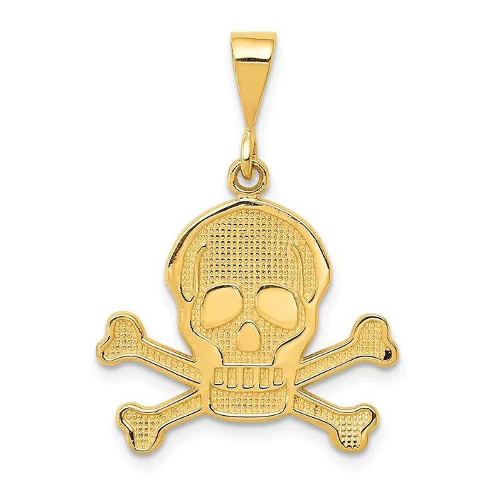 Necklaces TreasureFineJewelers 14K Skull and Bones Pendant