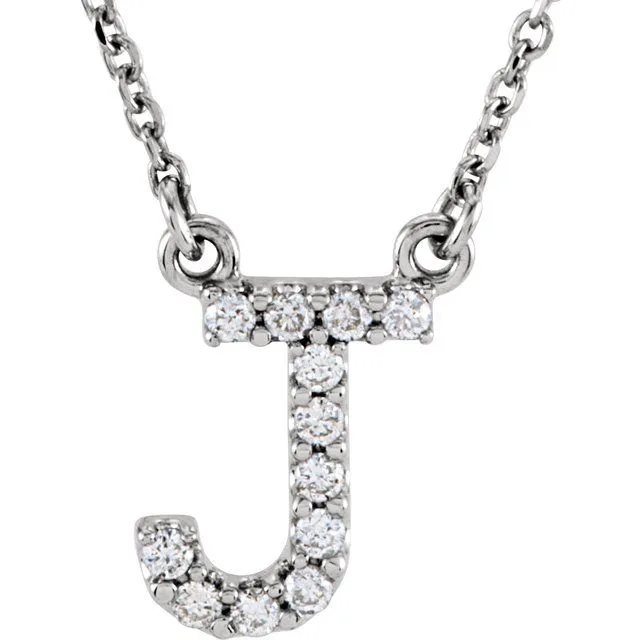 Necklaces TreasureFineJewelers 14K White Gold 110 CTW Natural Diamond Initial J 16 Necklace Necklaces TreasureFineJewelers 14K White Gold 110 CTW Natural Diamond Initial J 16 Necklace