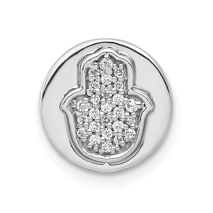 Necklaces TreasureFineJewelers 14k White Gold 110ct Diamond Hamsa Chain Slide Necklaces TreasureFineJewelers 14k White Gold 110ct Diamond Hamsa Chain Slide