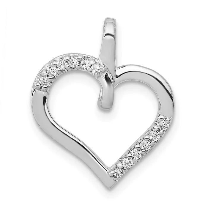 Necklaces TreasureFineJewelers 14k White Gold 110ct Diamond Heart Pendant Necklaces TreasureFineJewelers 14k White Gold 110ct Diamond Heart Pendant