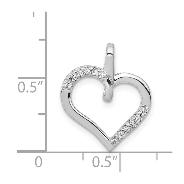 Necklaces TreasureFineJewelers 14k White Gold 110ct Diamond Heart Pendant