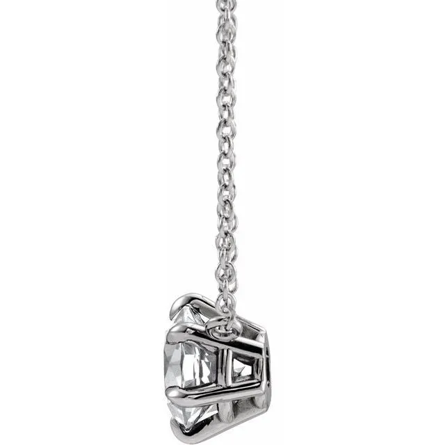 Necklaces TreasureFineJewelers 14K White Gold 12 CT Natural Diamond Solitaire 18 Necklace
