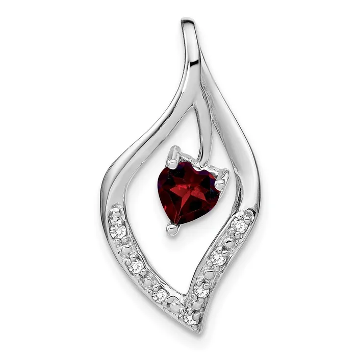 Necklaces TreasureFineJewelers 14k White Gold Garnet and Diamond Pendant Necklaces TreasureFineJewelers 14k White Gold Garnet and Diamond Pendant