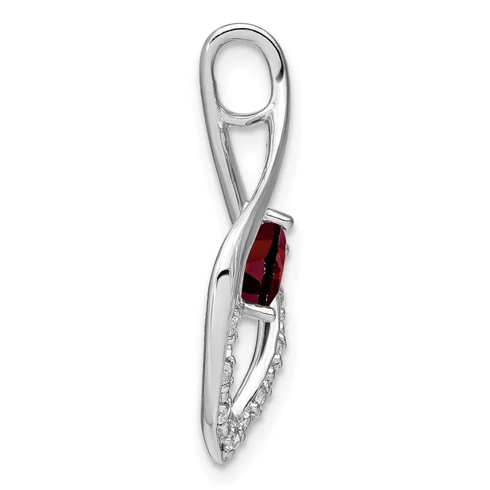 Necklaces TreasureFineJewelers 14k White Gold Garnet and Diamond Pendant