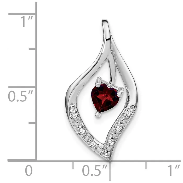 Necklaces TreasureFineJewelers 14k White Gold Garnet and Diamond Pendant
