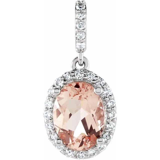 Necklaces TreasureFineJewelers 14K White Gold Natural Morganite 16 CTW Natural Diamond Pendant Necklaces TreasureFineJewelers 14K White Gold Natural Morganite 16 CTW Natural Diamond Pendant