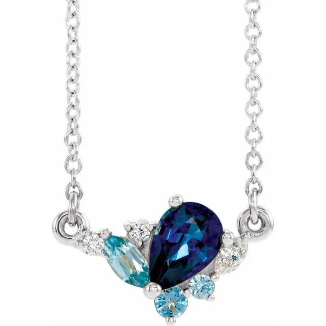Necklaces TreasureFineJewelers 14K White Gold Natural MultiGemstone 06 CTW Natural Diamond 18 Necklace Necklaces TreasureFineJewelers 14K White Gold Natural MultiGemstone 06 CTW Natural Diamond 18 Necklace