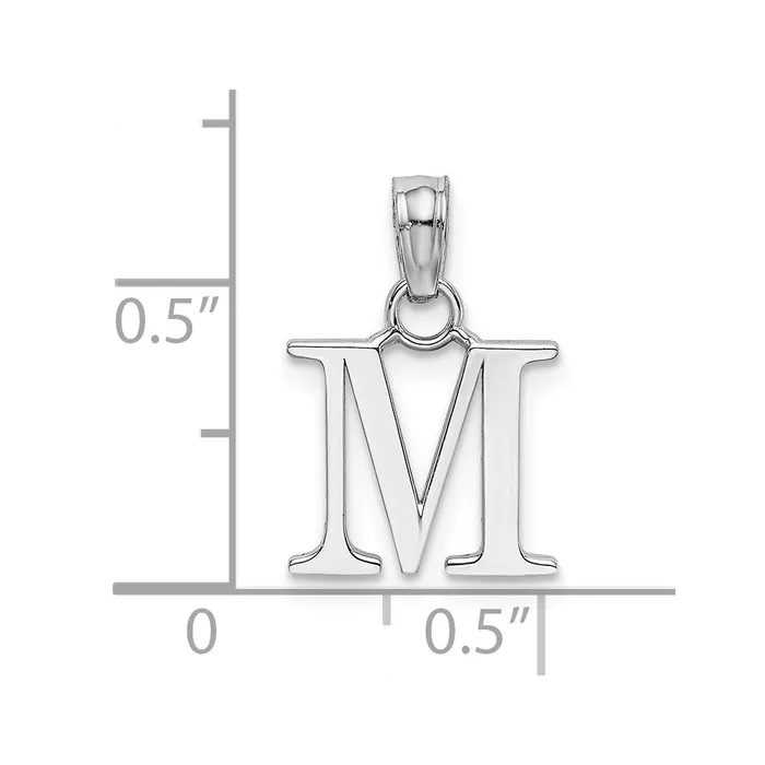 Necklaces TreasureFineJewelers 14K White Gold Polished Block Letter M Initial Pendant
