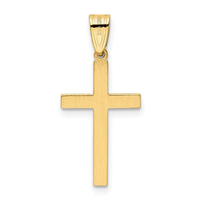 Necklaces TreasureFineJewelers 14k Yellow Gold Solid Laser Etched Cross Pendant