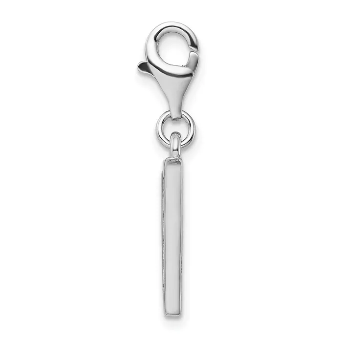Necklaces TreasureFineJewelers Amore La Vita Sterling Silver Rhodiumplated Polished CZ Letter V Initial Charm with Fancy Lobster Clasp
