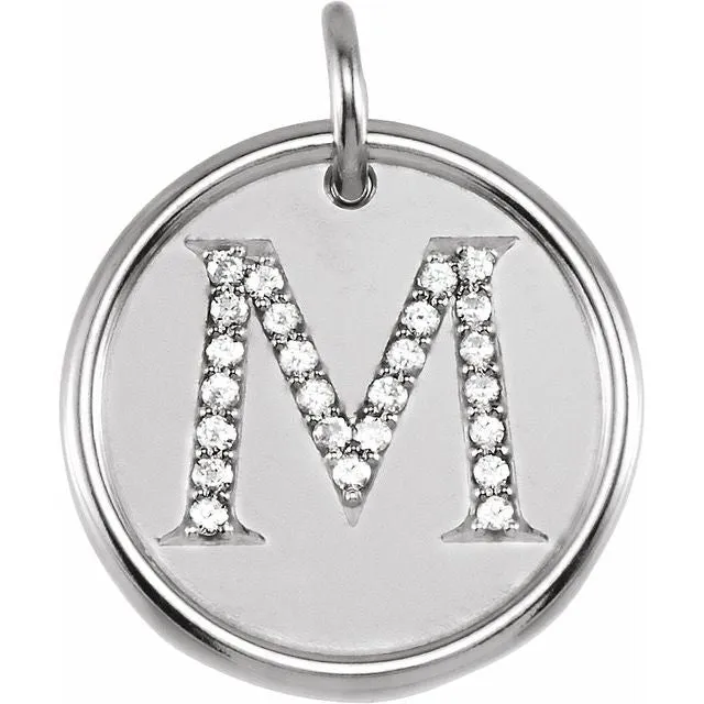 Necklaces TreasureFineJewelers Sterling Silver 18 CTW Natural Diamond Initial M Pendant Necklaces TreasureFineJewelers Sterling Silver 18 CTW Natural Diamond Initial M Pendant