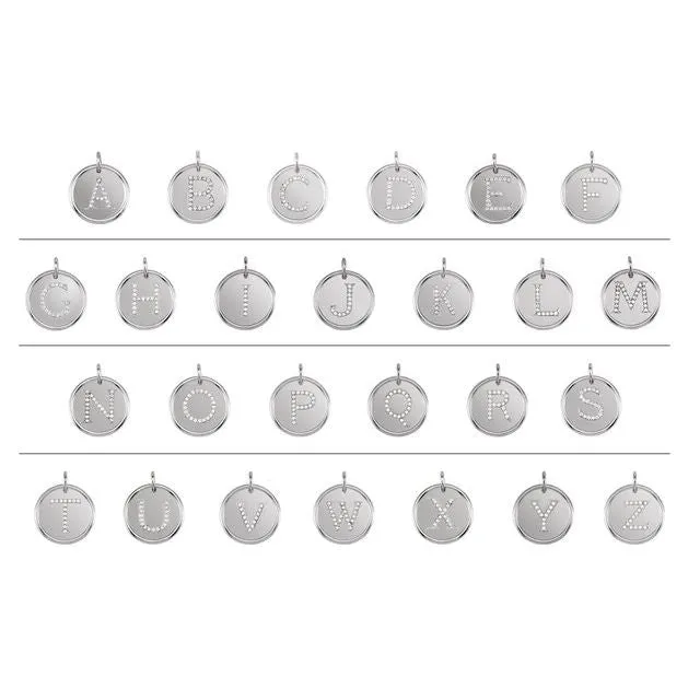 Necklaces TreasureFineJewelers Sterling Silver 18 CTW Natural Diamond Initial M Pendant
