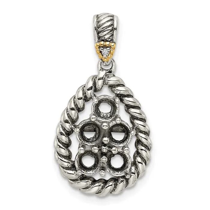 Necklaces TreasureFineJewelers Sterling Silver 14k Fivestone and Diamond Mothers Pendant