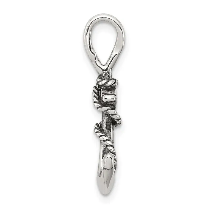 Necklaces TreasureFineJewelers Sterling Silver Antiqued Anchor and Rope Pendant