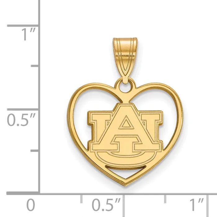 Necklaces TreasureFineJewelers Sterling Silver Goldplated Auburn University Heart Pendant