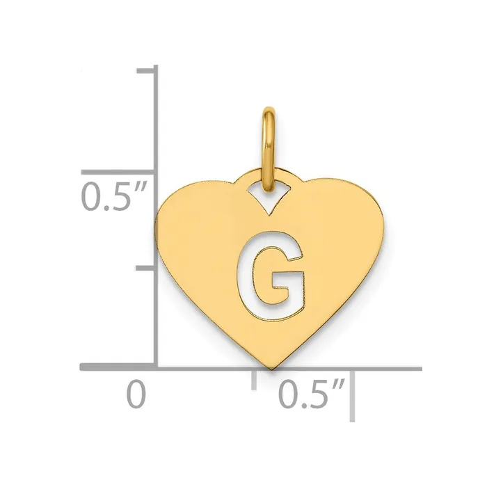 Necklaces TreasureFineJewelers Sterling Silver Goldplated Initial Letter G Heart Initial Charm