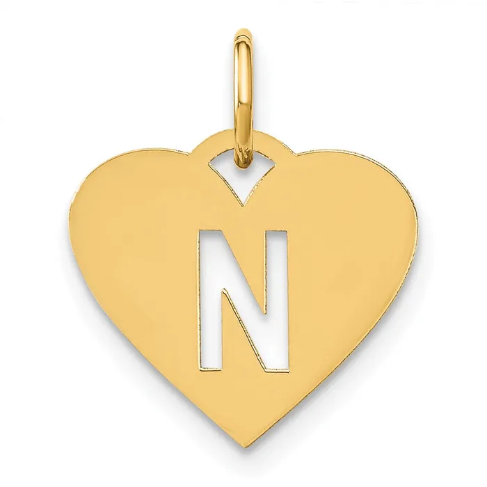 Necklaces TreasureFineJewelers Sterling Silver Goldplated Initial Letter N Heart Initial Charm Necklaces TreasureFineJewelers Sterling Silver Goldplated Initial Letter N Heart Initial Charm