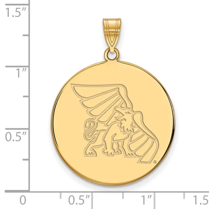 Necklaces TreasureFineJewelers Sterling Silver Goldplated Missouri Western State University Griffon Extra Large Disc Pendant