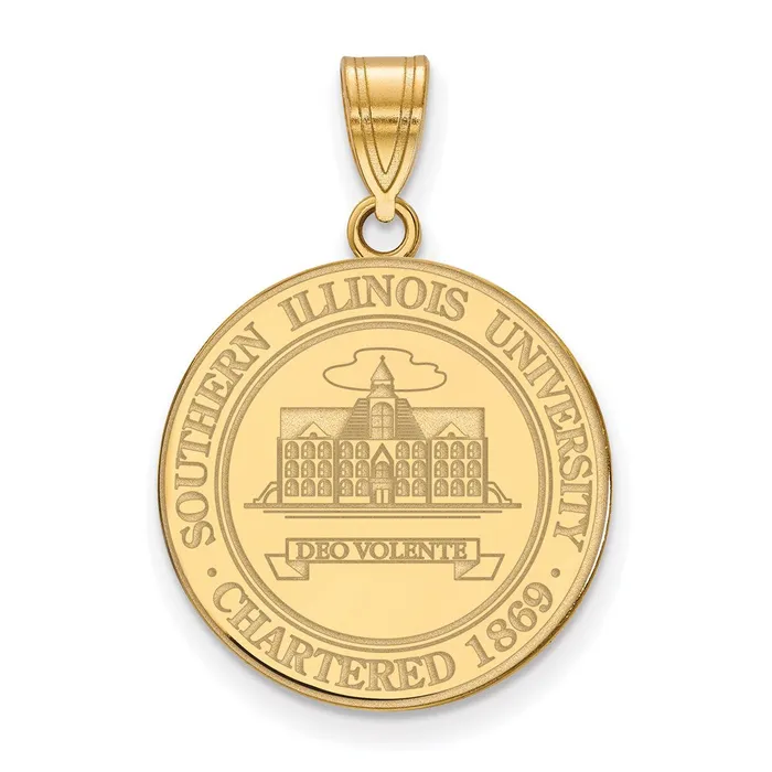 Necklaces TreasureFineJewelers Sterling Silver Goldplated Southern Illinois University Large Crest Pendant Necklaces TreasureFineJewelers Sterling Silver Goldplated Southern Illinois University Large Crest Pendant