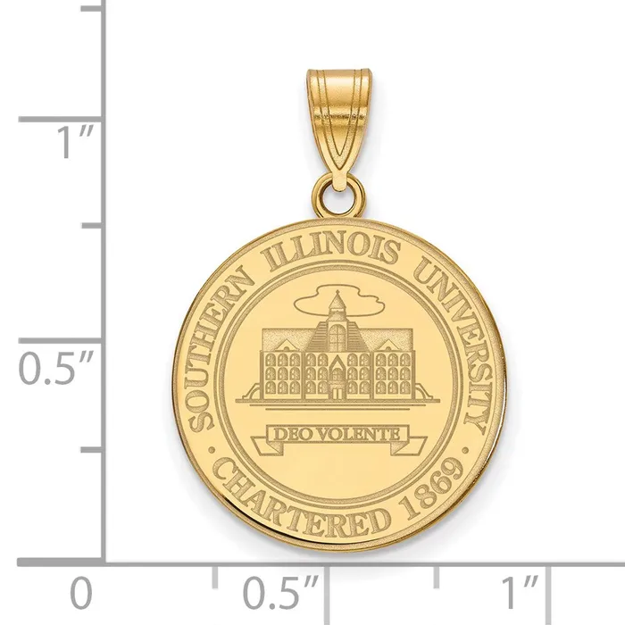 Necklaces TreasureFineJewelers Sterling Silver Goldplated Southern Illinois University Large Crest Pendant