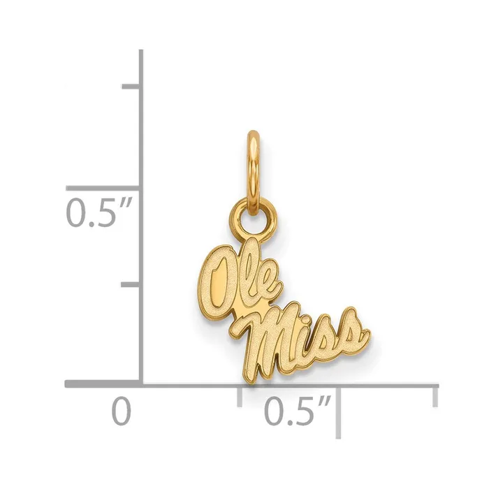 Necklaces TreasureFineJewelers Sterling Silver Goldplated University of Mississippi Ole Miss Extra Small Pendant