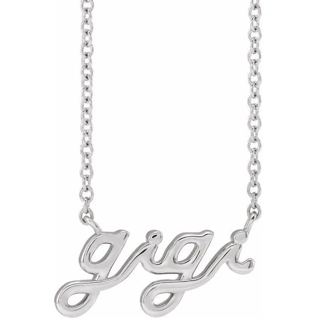 Necklaces TreasureFineJewelers Sterling Silver Lowercase Script Gigi 18 Necklace Necklaces TreasureFineJewelers Sterling Silver Lowercase Script Gigi 18 Necklace