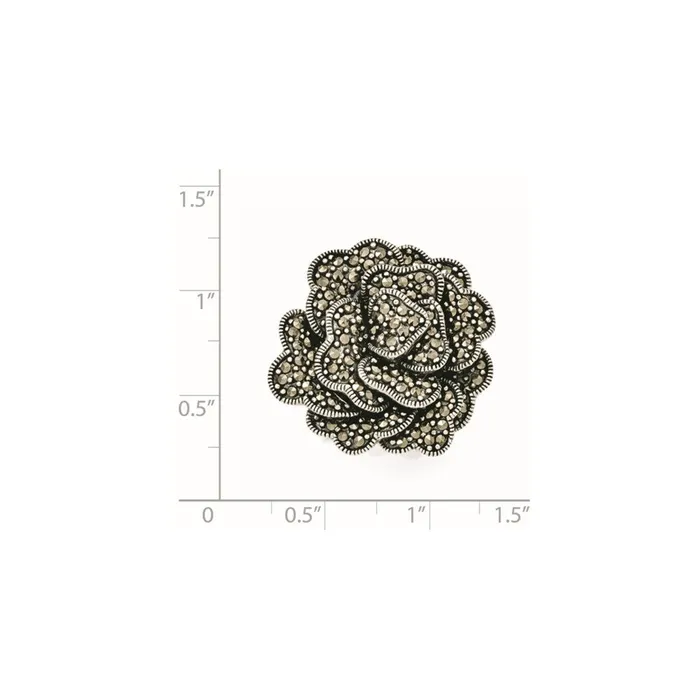 Necklaces TreasureFineJewelers Sterling Silver Marcasite Flower Pendant