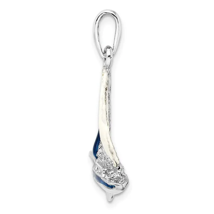 Necklaces TreasureFineJewelers Sterling Silver Polished 3D Enameled Sailboat Pendant