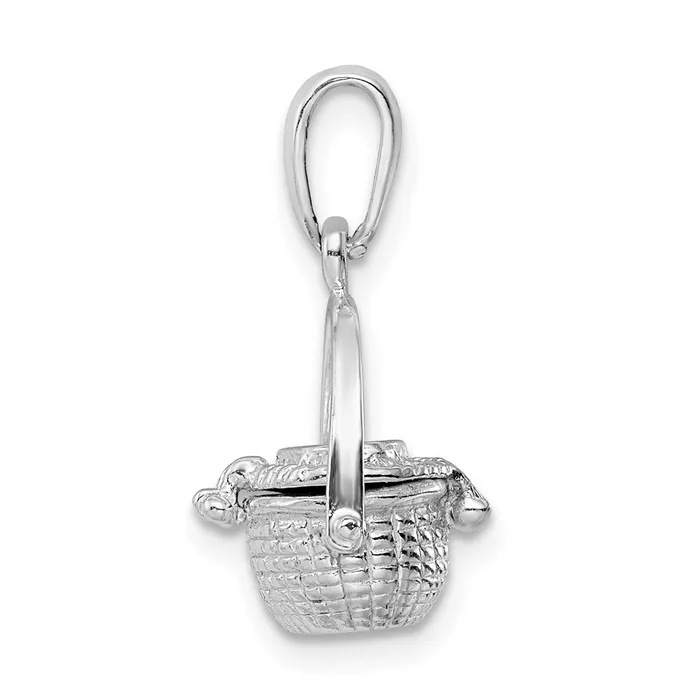 Necklaces TreasureFineJewelers Sterling Silver Polished 3D Moveable Nantucket Basket Pendant
