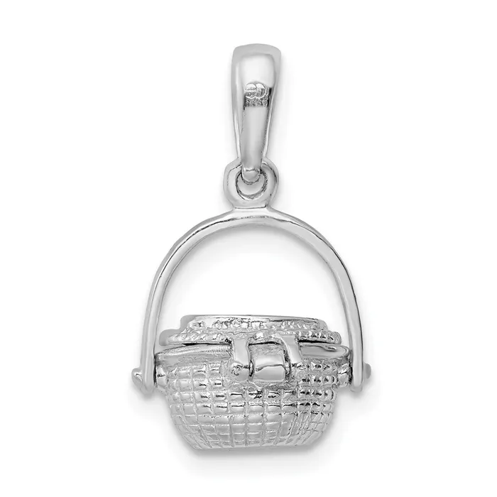 Necklaces TreasureFineJewelers Sterling Silver Polished 3D Moveable Nantucket Basket Pendant