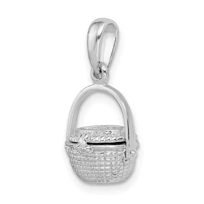 Necklaces TreasureFineJewelers Sterling Silver Polished 3D Moveable Nantucket Basket Pendant