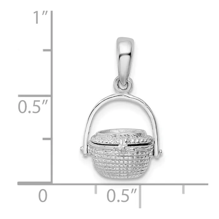 Necklaces TreasureFineJewelers Sterling Silver Polished 3D Moveable Nantucket Basket Pendant