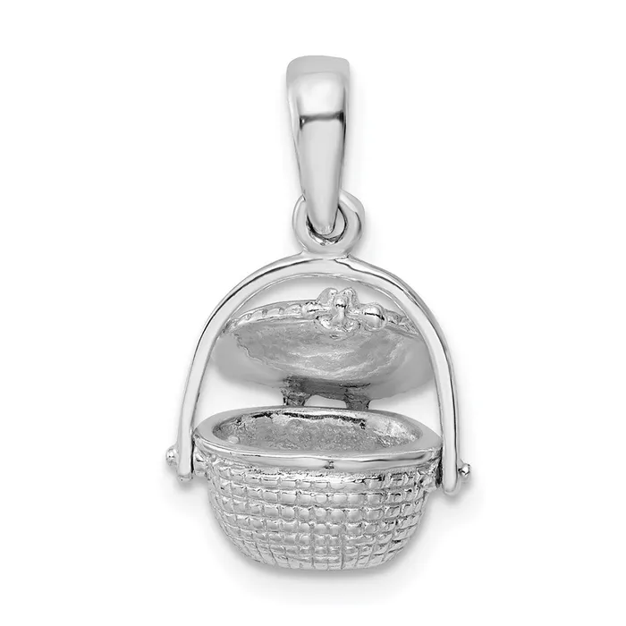 Necklaces TreasureFineJewelers Sterling Silver Polished 3D Moveable Nantucket Basket Pendant