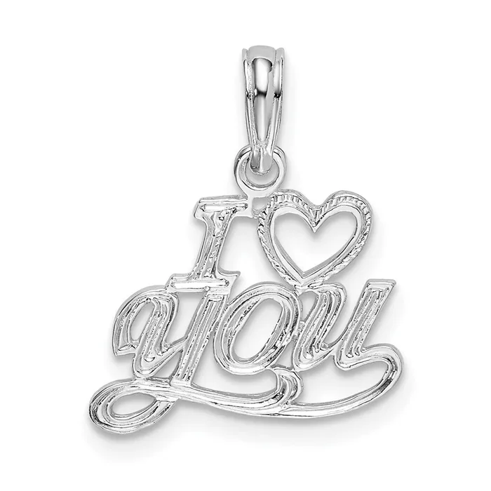 Necklaces TreasureFineJewelers Sterling Silver Polished I HEART YOU Script Pendant Necklaces TreasureFineJewelers Sterling Silver Polished I HEART YOU Script Pendant