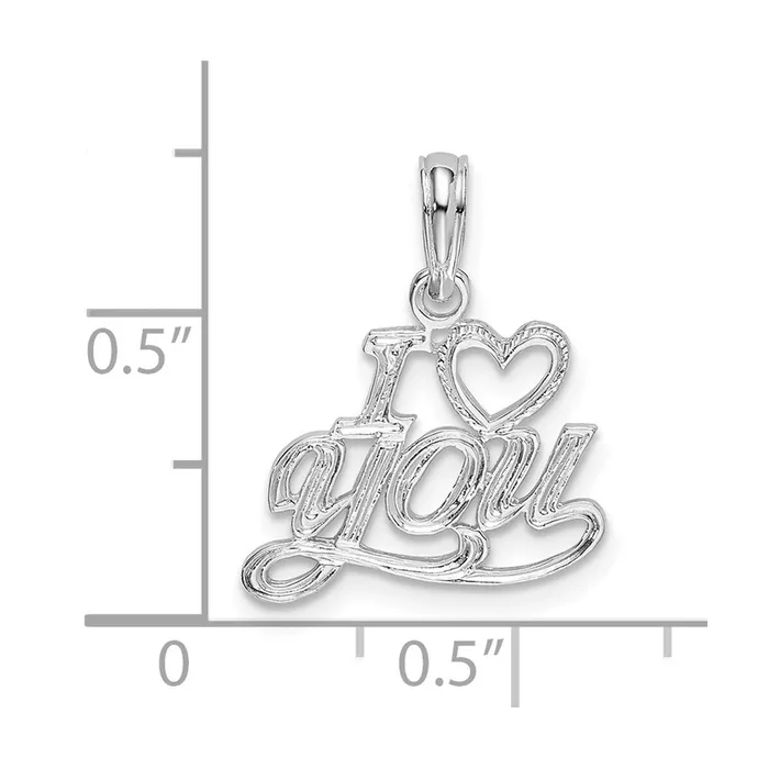 Necklaces TreasureFineJewelers Sterling Silver Polished I HEART YOU Script Pendant