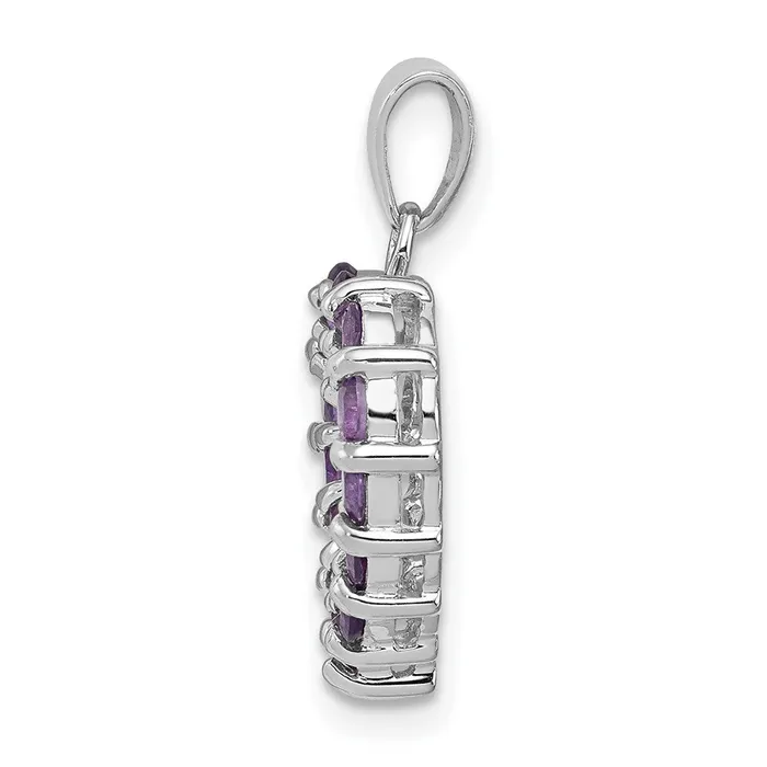 Necklaces TreasureFineJewelers Sterling Silver Rhodium Plated Amethyst Heart Pendant