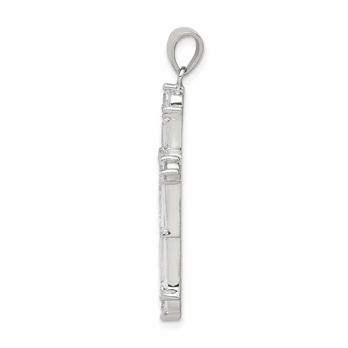 Necklaces TreasureFineJewelers Sterling Silver Rhodiumplated CZ Cross Pendant