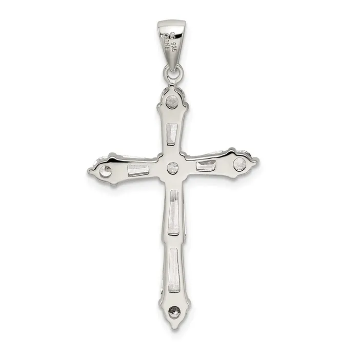 Necklaces TreasureFineJewelers Sterling Silver Rhodiumplated CZ Cross Pendant