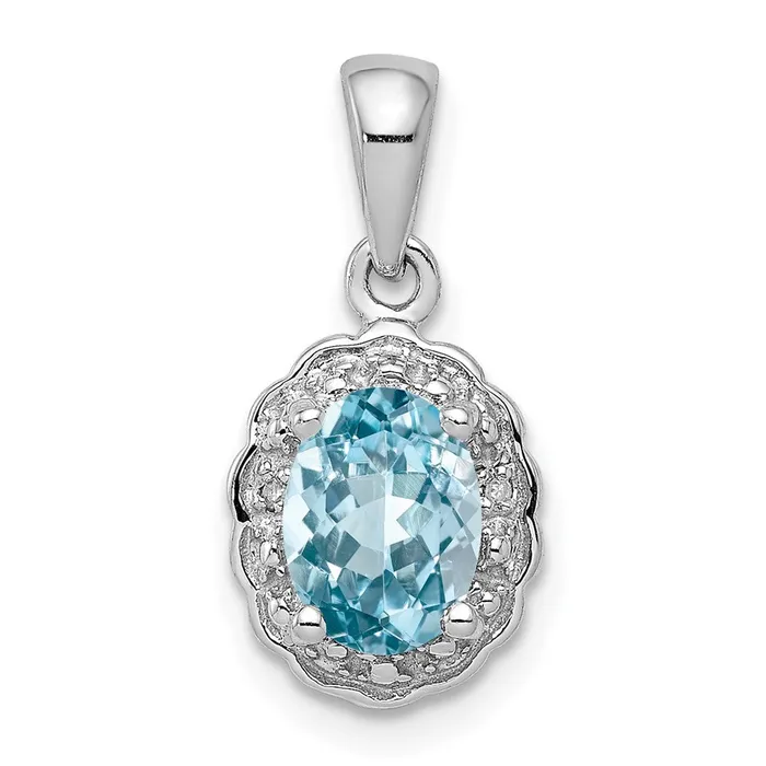 Necklaces TreasureFineJewelers Sterling Silver Rhodium Plated Diamond Light Swiss BT Oval Pendant Necklaces TreasureFineJewelers Sterling Silver Rhodium Plated Diamond Light Swiss BT Oval Pendant