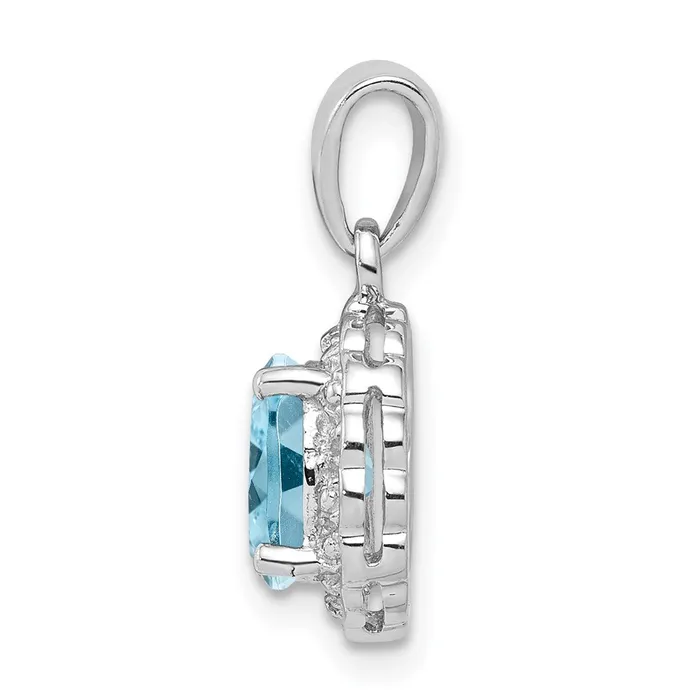 Necklaces TreasureFineJewelers Sterling Silver Rhodium Plated Diamond Light Swiss BT Oval Pendant