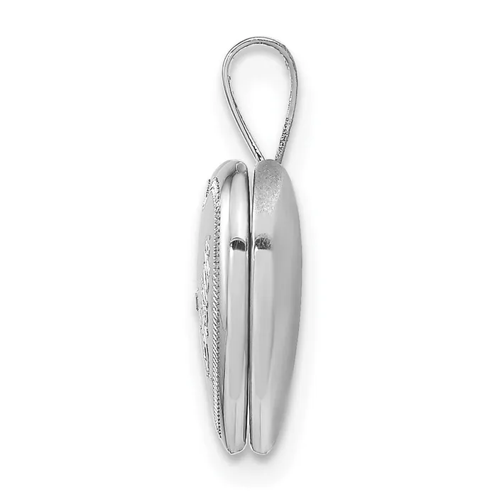 Necklaces TreasureFineJewelers Sterling Silver Rhodiumplated Diamond Sister Heart 12mm Heart Locket