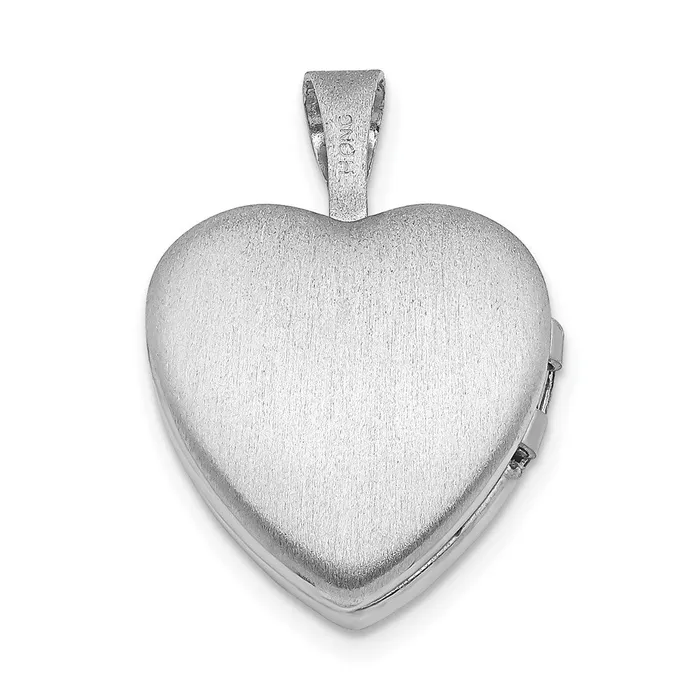 Necklaces TreasureFineJewelers Sterling Silver Rhodiumplated Diamond Sister Heart 12mm Heart Locket
