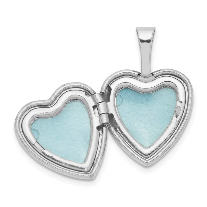 Necklaces TreasureFineJewelers Sterling Silver Rhodiumplated Diamond Sister Heart 12mm Heart Locket